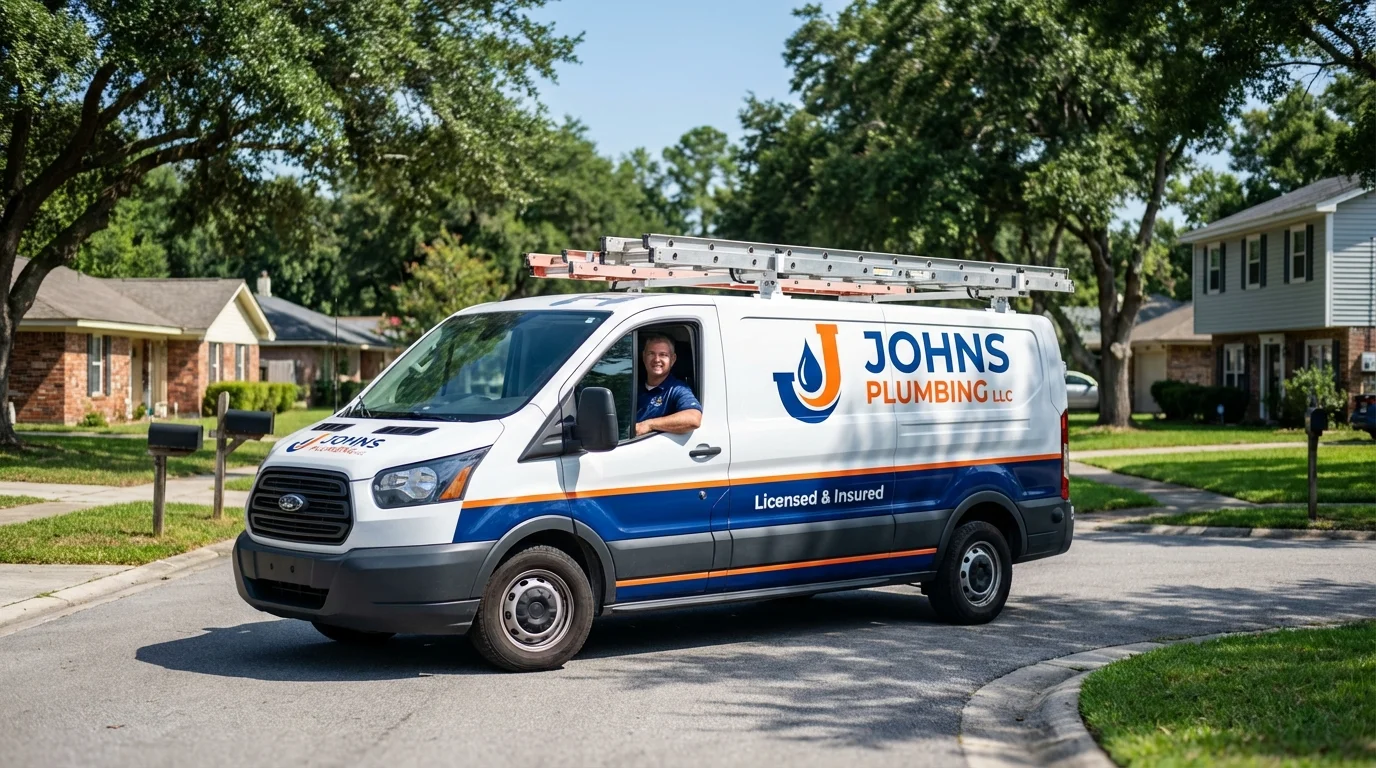 Johns Plumbing LLC service van in Pennsauken, NJ