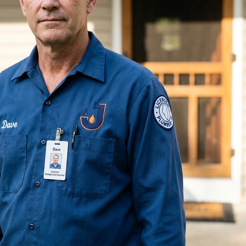 Licensed plumber showing ID badge in Pennsauken, NJ