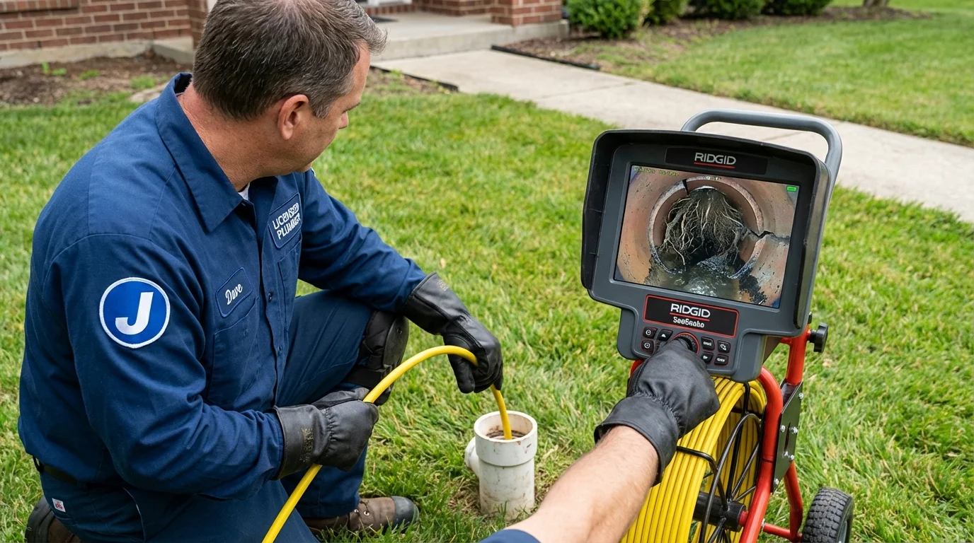 Sewer camera inspection being performed by Johns Plumbing LLC in Pennsauken